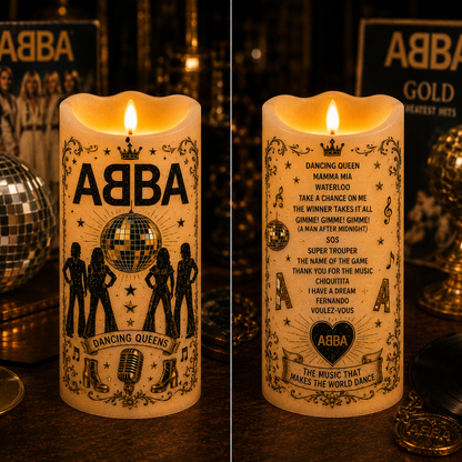 ABBA LED Flameless Candle – Dancing Queen Music Lover Decorative Candle with Warm Flickering Light