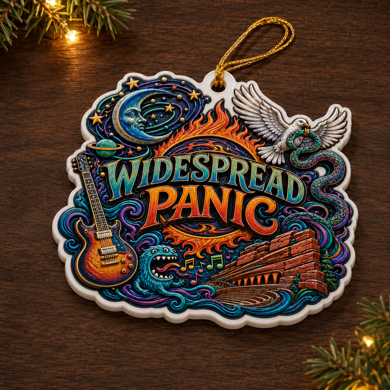 Widespread Panic 3D Raised-Effect Christmas Ornament – Psychedelic Jam Band Decoration