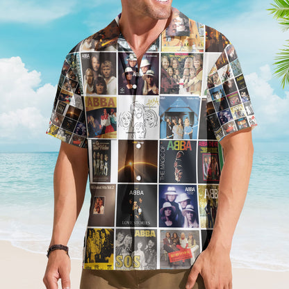 ABBA Album Collage Hawaiian Shirt – Retro Music Fan Shirt