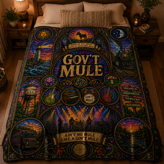 Gov't Mule Sherpa Blanket – Soulshine Road Stained Glass Blues Rock Throw Blanket