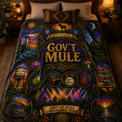 Gov't Mule Sherpa Blanket – Soulshine Road Stained Glass Blues Rock Throw Blanket