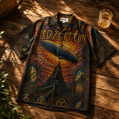 Led Zeppelin Hawaiian Shirt – Vintage Rock Band Button-Up Summer Shirt