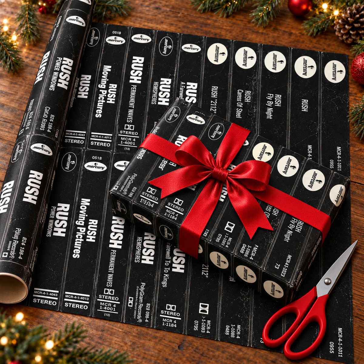 Rush Band Cassette Spines Wrapping Paper - Vintage Audio Tape Prog Rock Gift Wrap