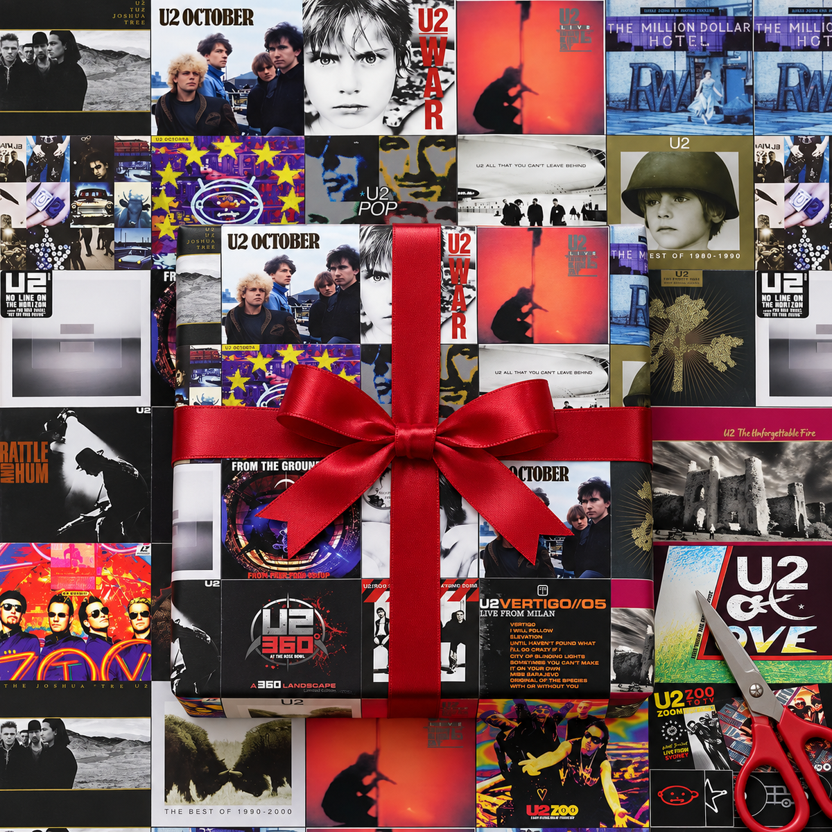 U2 Album Cover Wrapping Paper Roll – Classic Rock Music Gift Wrap, Vintage Album Collage Christmas Wrapping Paper for U2 Fans