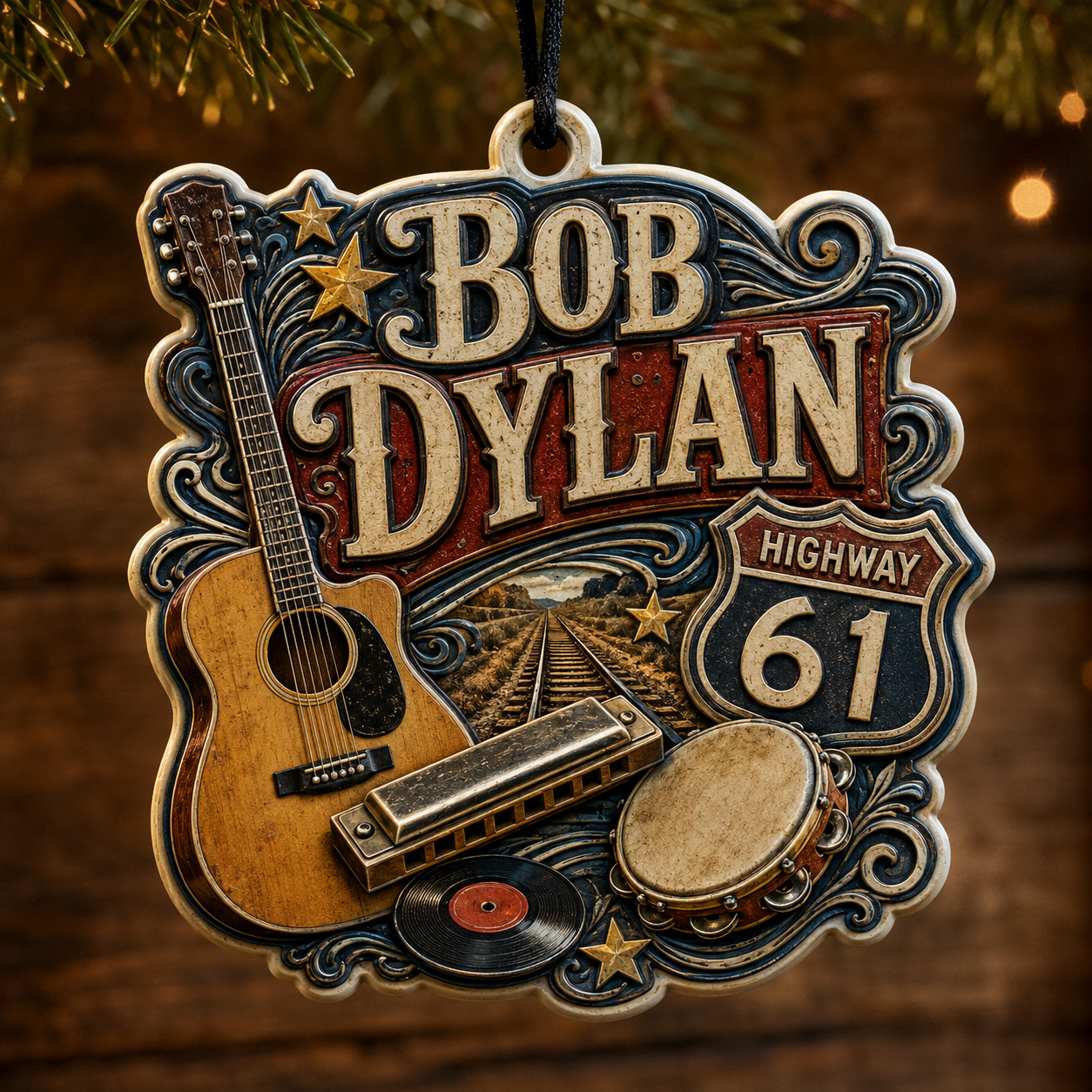 Bob Dylan High-Definition 3D Print Ornament – Americana Music Gift for Fans
