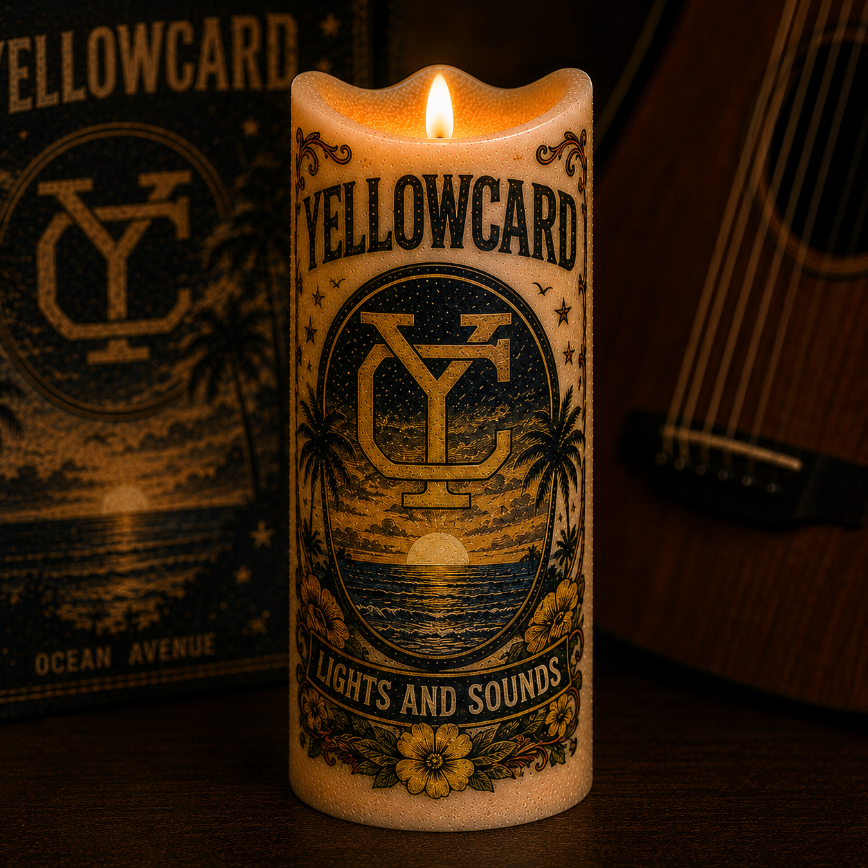 Yellowcard Flameless LED Candle, Ocean Avenue Inspired LED Candle, Pop Punk Band Candle Decor, Yellowcard Fan Gift, Coastal Music Home Decor