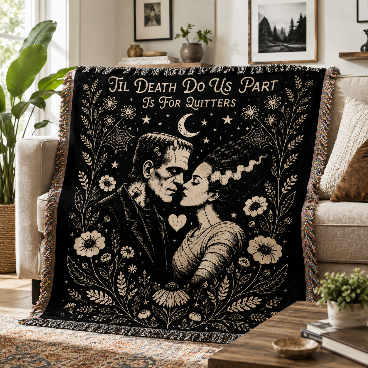 Hannibal Lecter & Clarice Starling Woven Blanket, Silence of the Lambs Gothic Throw Blanket, Horror Movie Wall Tapestry, Gothic Home Decor Gift