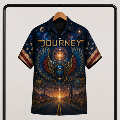Journey Band Hawaiian Shirt - Unisex Winged Scarab Don't Stop Believin' Button Up