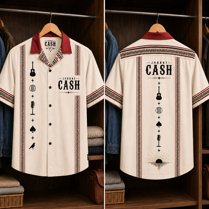 Johnny Cash Luxury Design Hawaiian Shirt – Mexican Inspired Hawaiian Shirt White Version