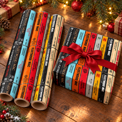 Fleetwood Mac Cassette Spines Wrapping Paper, Vintage Audio Tape Classic Rock Gift Wrap