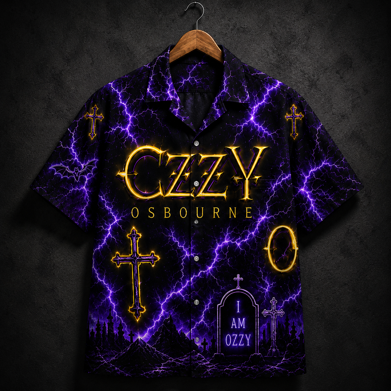 Ozzy Osbourne Neon Hawaiian Shirt - Heavy Metal Legend All Over Print Hawaiian Shirt - Retro Rock Music Summer Shirt