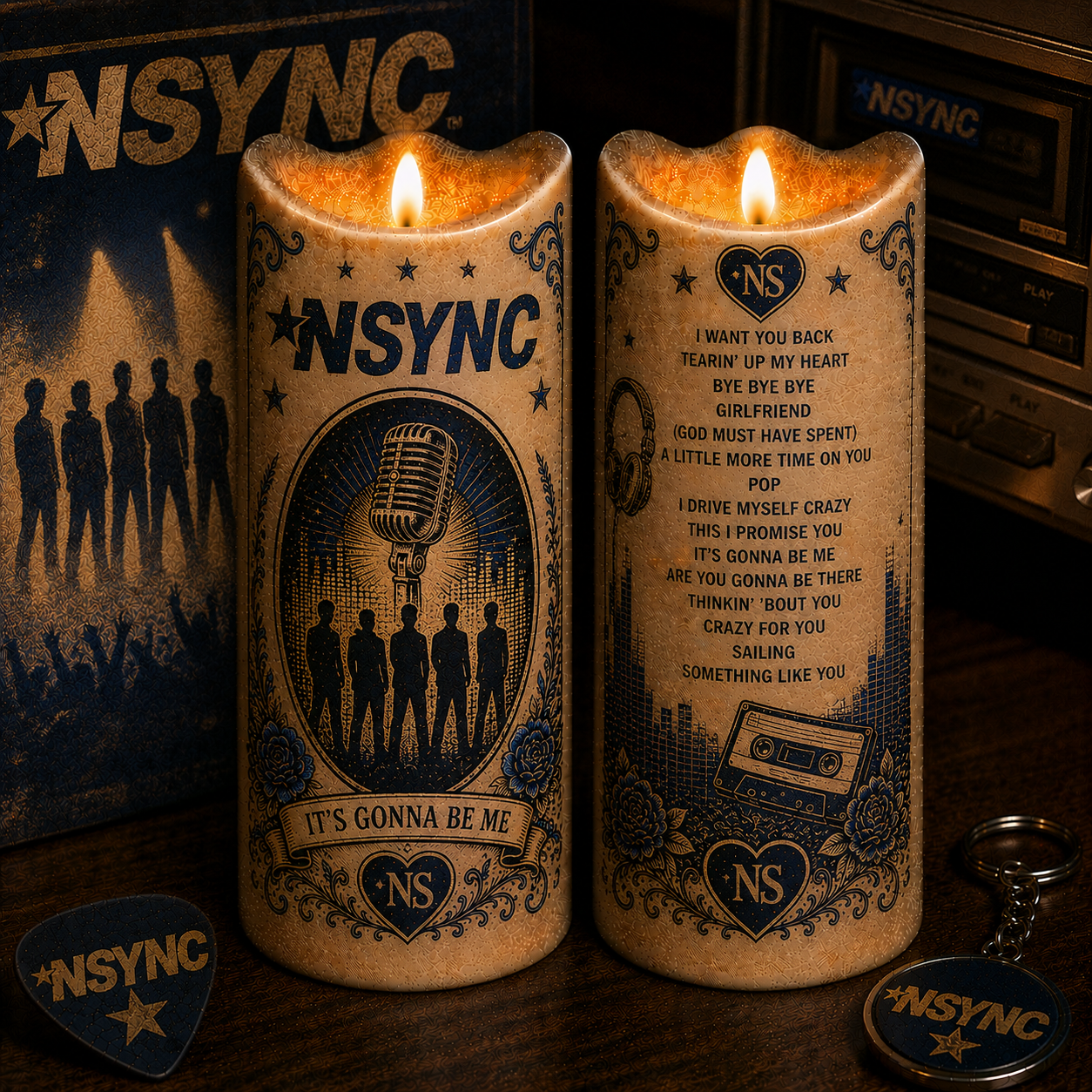 NSYNC LED Candle, It’s Gonna Be Me Flameless Candle, 90s Boy Band Music Gift, NSYNC Fan Gift, Y2K Pop Music Room Decor