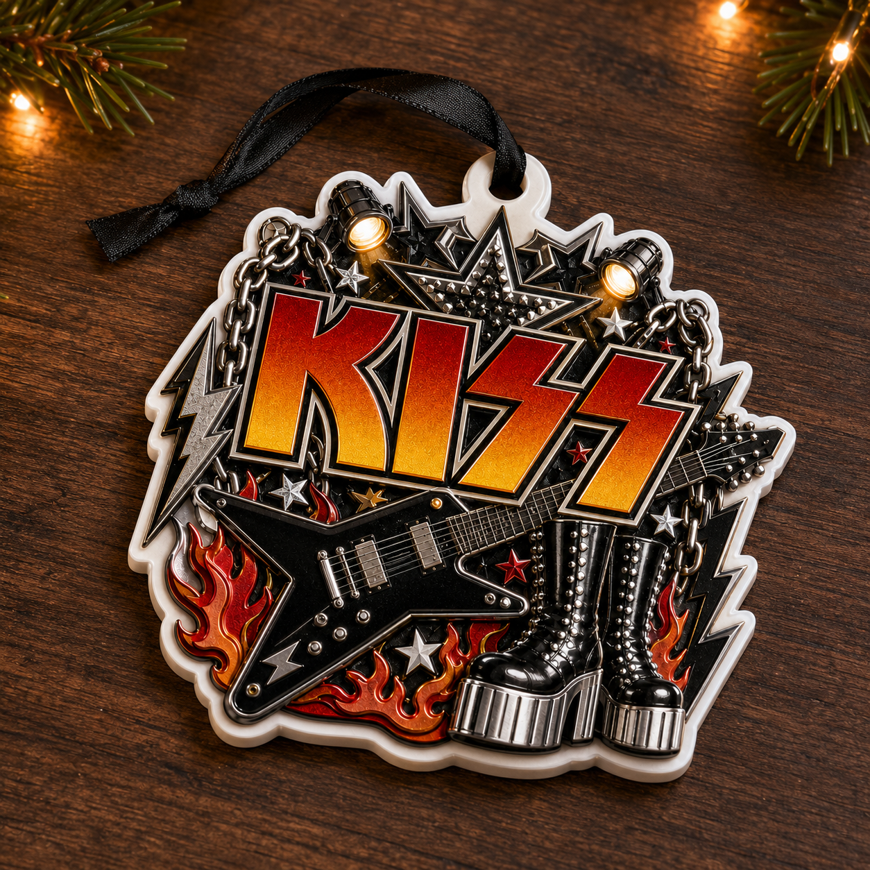 KISS High-Definition 3D Print Ornament – Fiery Hard Rock Holiday Gift for Fans