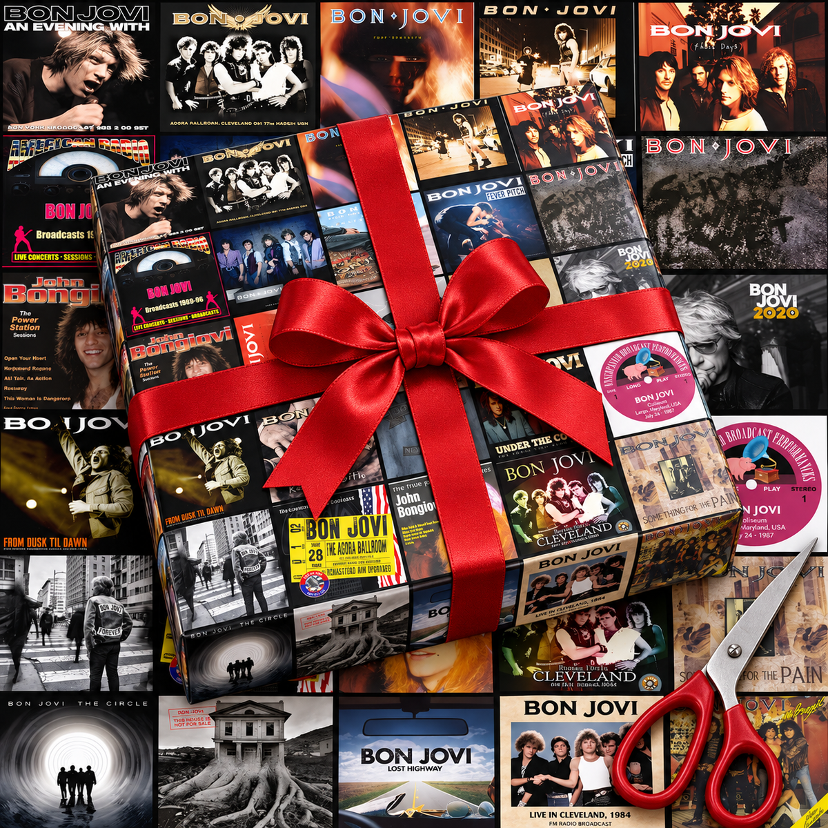 Bon Jovi Album Cover Wrapping Paper Roll – Classic Rock Music Gift Wrap, Vintage Album Collage Christmas Wrapping Paper for Bon Jovi Fans
