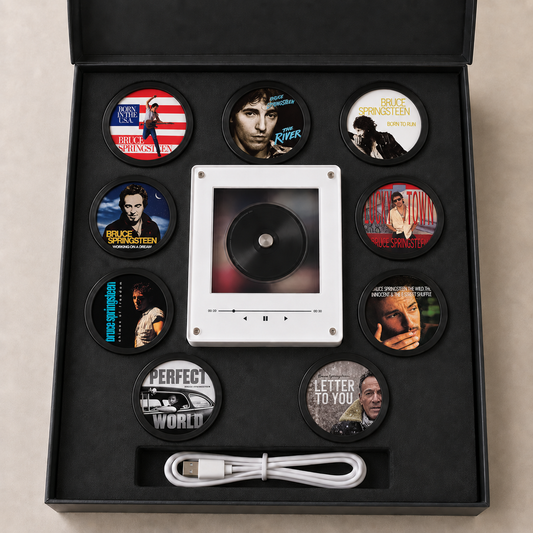 Bruce Springsteen Magnet Music Player Set – 9 Album Record Tags, Born to Run, The River, Letter to You Music Gift