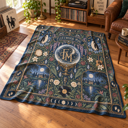 Fleetwood Mac Sherpa Blanket, Rumours Heritage Pattern Blanket, Vintage Rock Band Bedding, Fleetwood Mac Fan Gift