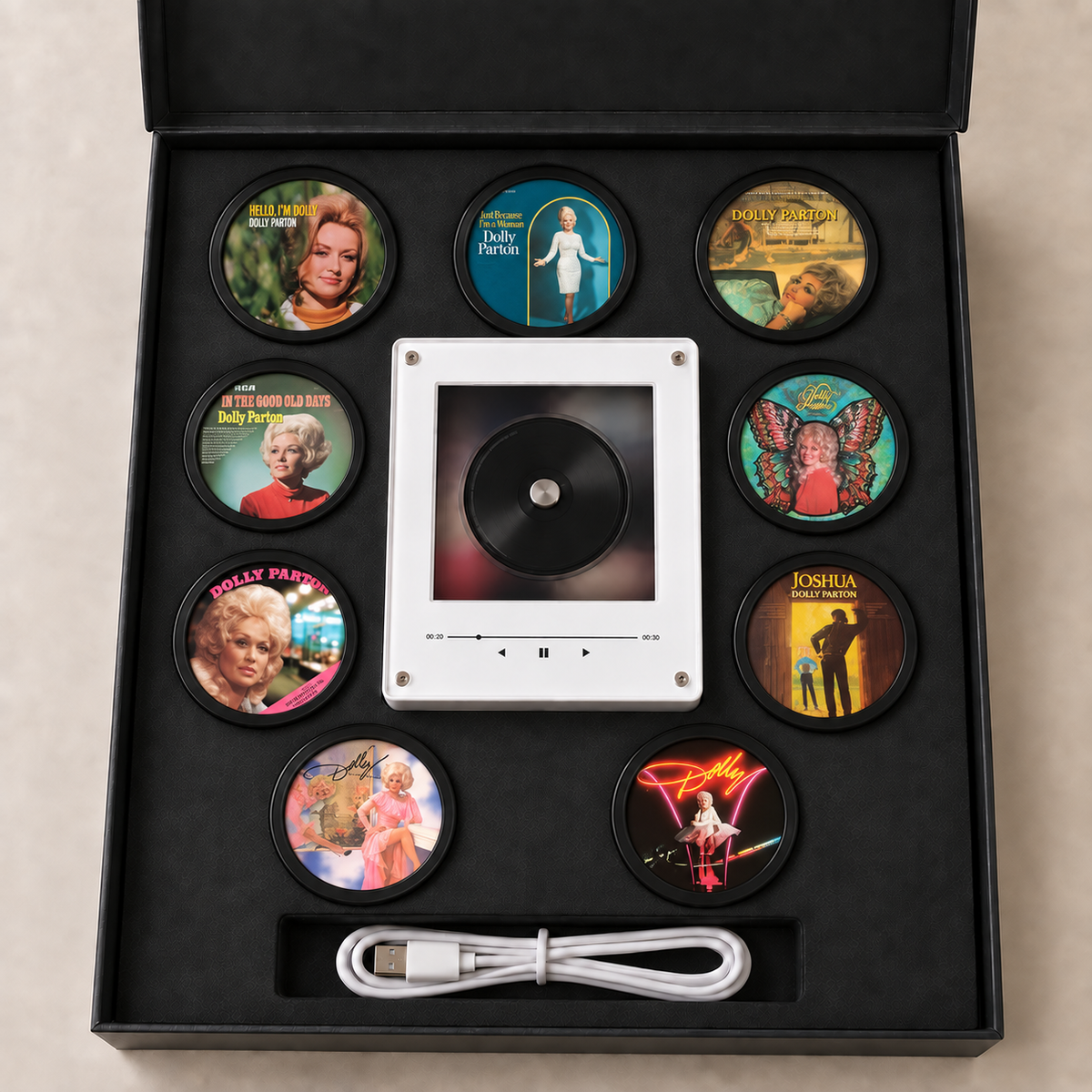 Dolly Parton MagTune Magnetic Music Player, Country Fan Gift,Mini Vinyl Album Magnet, Country Music Collectible