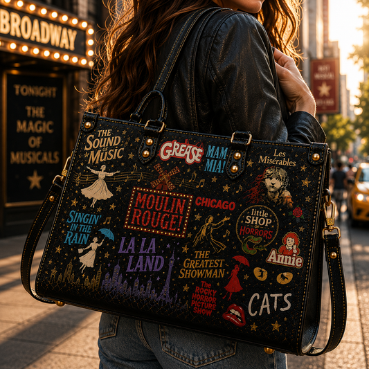 Musical Movies Faux Leather Handbag – Theatre Show Lover Shoulder Tote Bag
