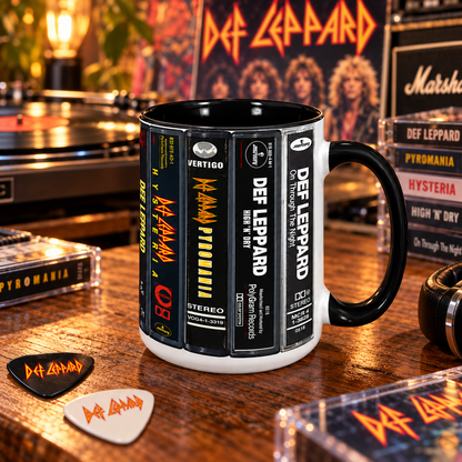 Def Leppard Mug, Retro Cassette Tape Coffee Cup, Classic Rock Album Collection Mug, Rock Music Fan Gift