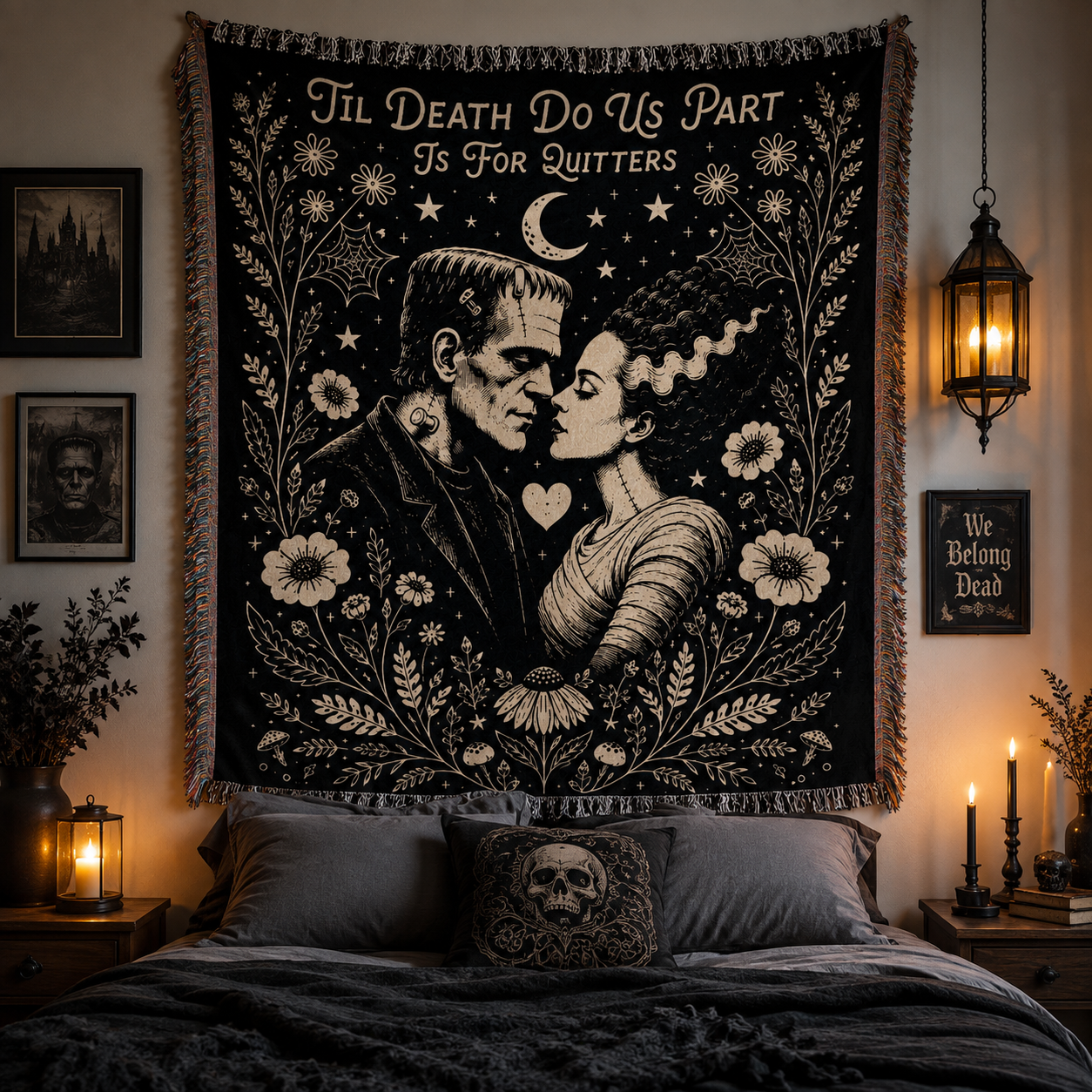 Hannibal Lecter & Clarice Starling Woven Blanket, Silence of the Lambs Gothic Throw Blanket, Horror Movie Wall Tapestry, Gothic Home Decor Gift