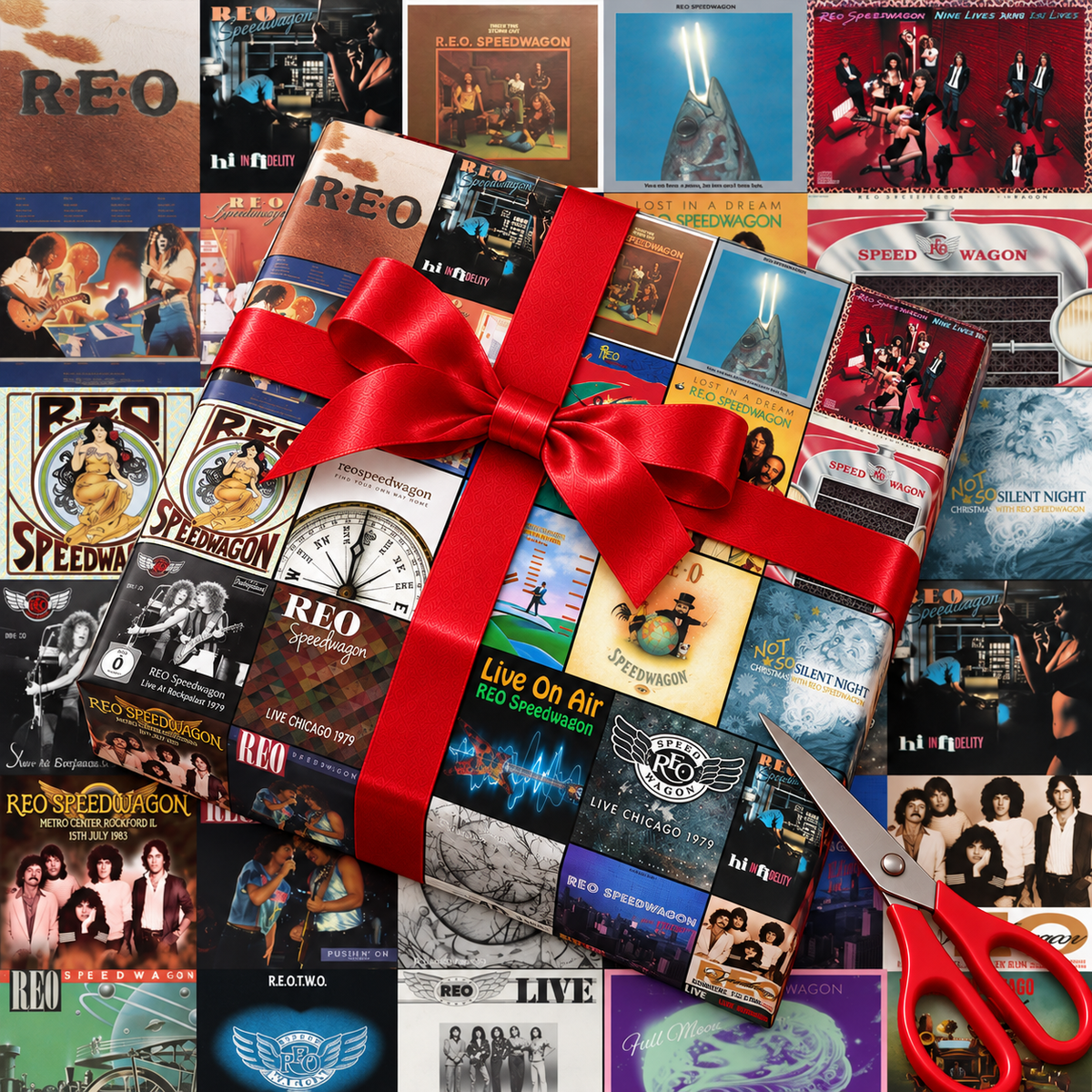 REO Speedwagon Album Cover Wrapping Paper Roll – Classic Rock Music Gift Wrap, Vintage Album Collage Christmas Wrapping Paper for REO Fans