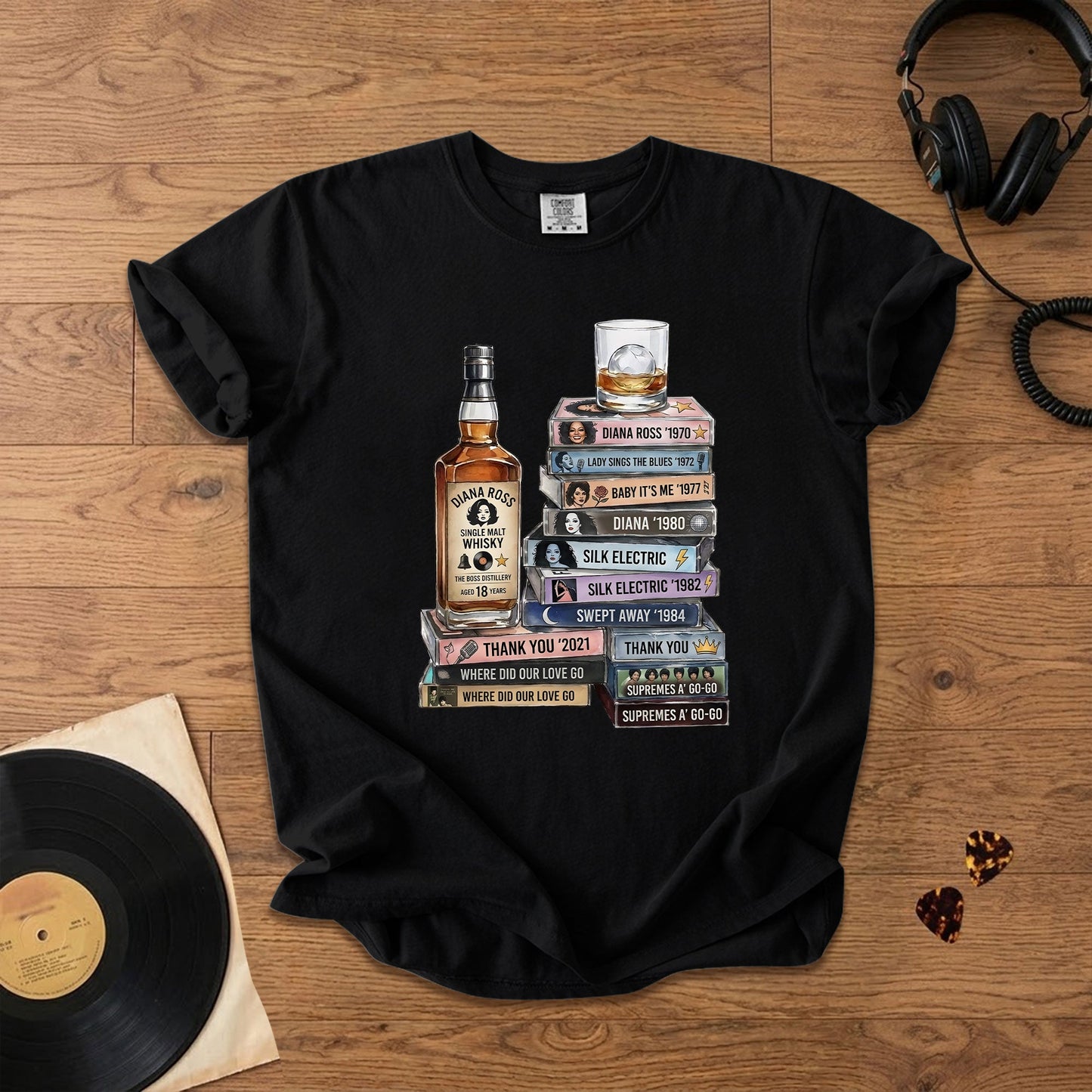 Diana Ross Cassette Album Collection T-Shirt – Retro Rock Music Diana Ross Merch Tee