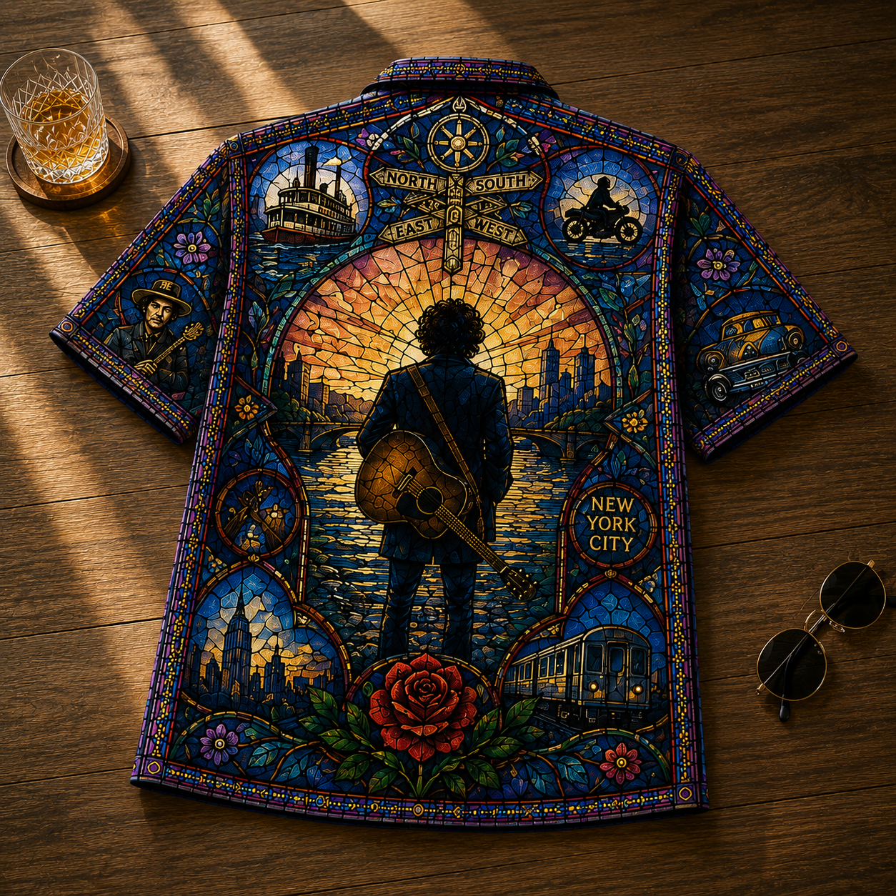 Bob Dylan Hawaiian Shirt - Unisex The Times They Are A-Changin Mosaic Button Up