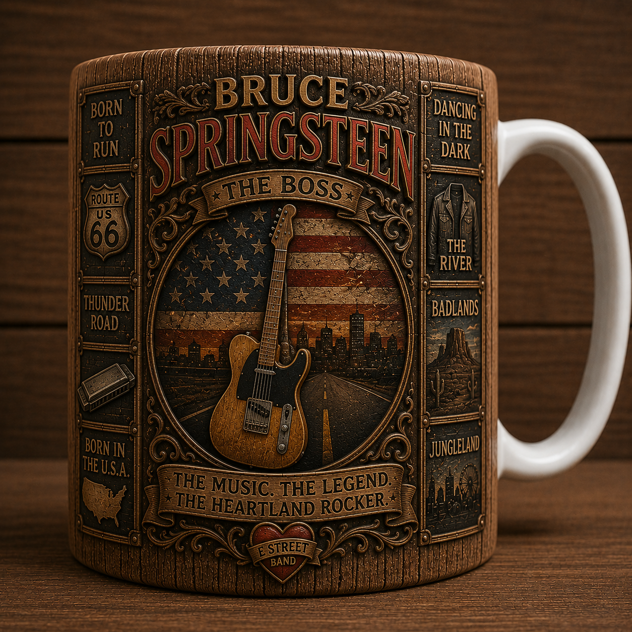 Bruce Springsteen The Boss Mug, Vintage Bruce Springsteen Coffee Mug, Born to Run Ceramic Mug, Heartland Rocker Gift, Classic Rock Fan Cup