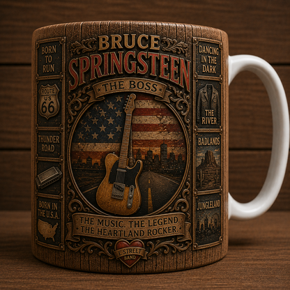 Bruce Springsteen The Boss Mug, Vintage Bruce Springsteen Coffee Mug, Born to Run Ceramic Mug, Heartland Rocker Gift, Classic Rock Fan Cup