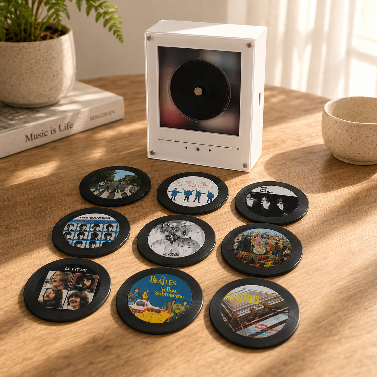 The Beatles MagTunes Magnet Music Play Beatles Album Fridge Magnets, Retro Music Gift for Beatles Fans, Magnetic Record Player Set