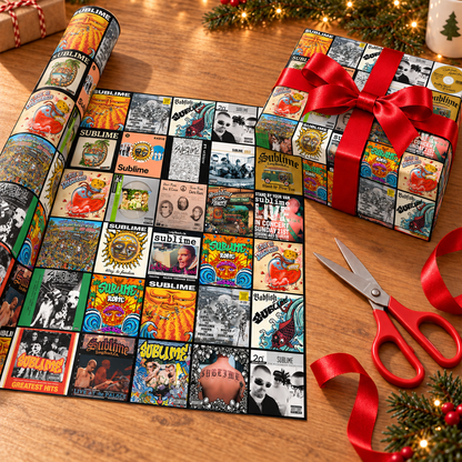 Sublime Album Cover Wrapping Paper Roll – Ska Punk & Reggae Rock Music Gift Wrap, Vintage Album Collage Christmas Wrapping Paper for Sublime Fans