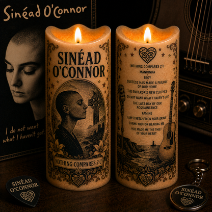 Sinéad O'Connor Nothing Compares 2 U Flameless LED Candle, Irish Music Inspired LED Candle, Battery Operated Candle, Music Lover Gift, Sinéad O'Connor Home Decor