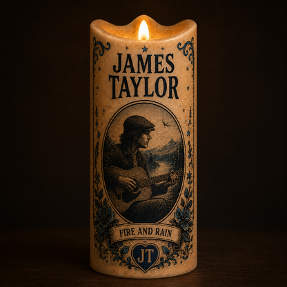 James Taylor Flameless LED Candle, Sweet Baby James Music Candle, Folk Rock Fan Gift, Battery Operated LED Home Decor