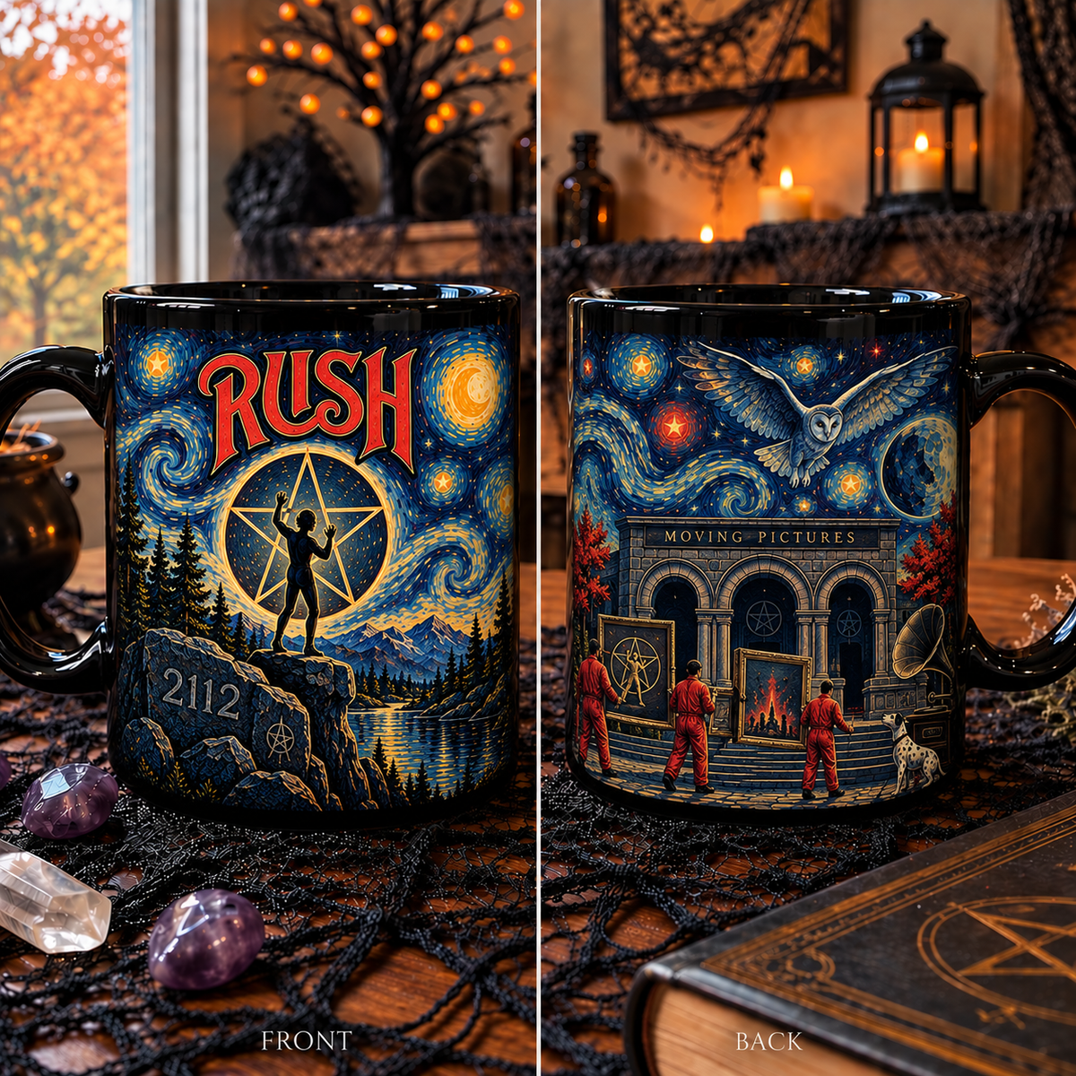 Rush Van Gogh Art Mug – 2112 Starman Starry Night Ceramic Mug, Moving Pictures Progressive Rock Cup, Rush Fan Gift