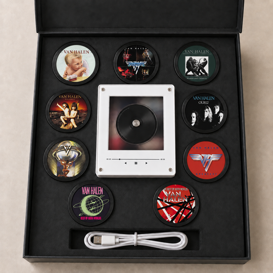 Van Halen MagTune, Magnetic Music Player Set, Mini Vinyl Album Magnets, Van Halen Fan Gift, Classic Hard Rock Music Collectible
