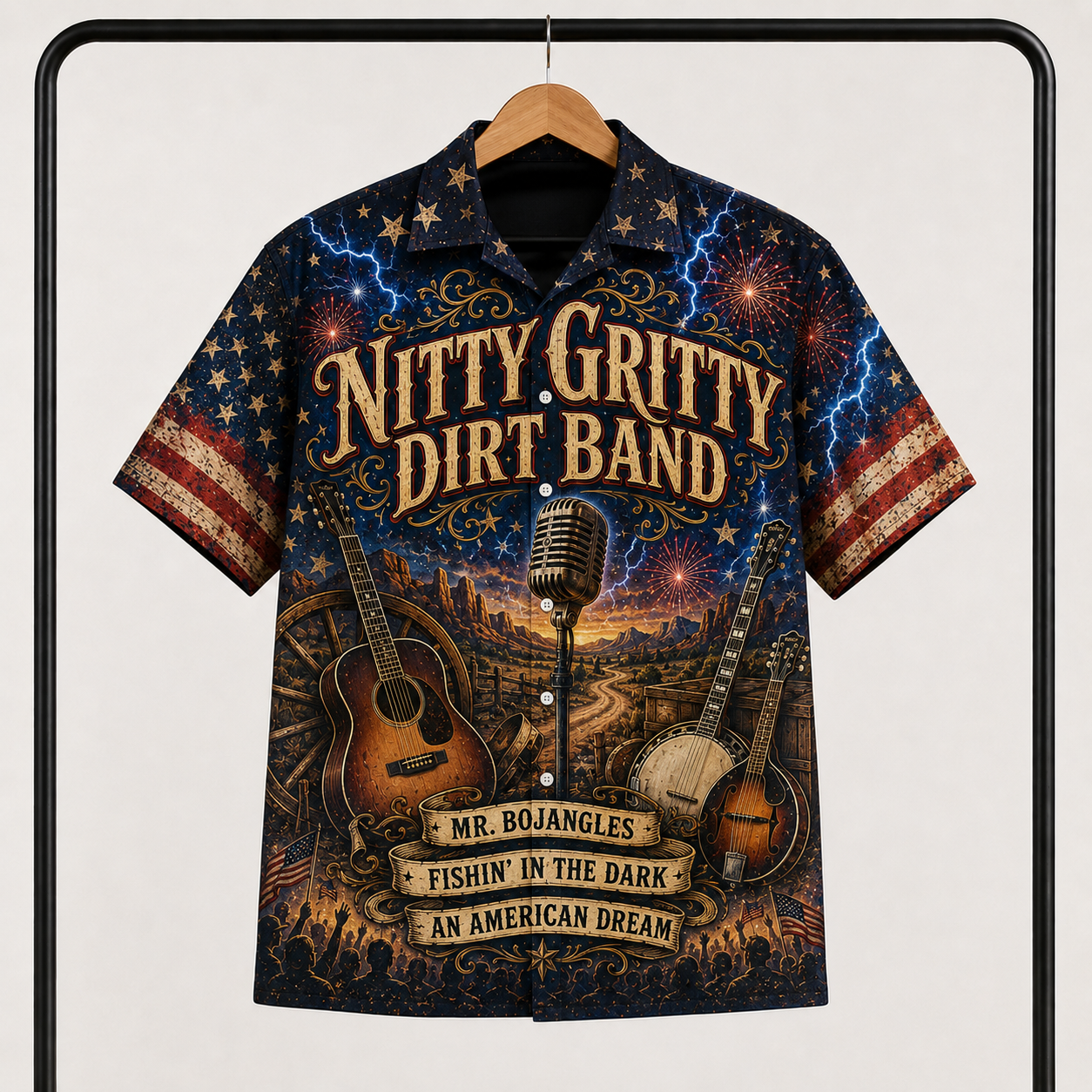 Nitty Gritty Dirt Band Hawaiian Shirt - American Country Rock Band All Over Print AOP Button Up Shirt for Music Fans