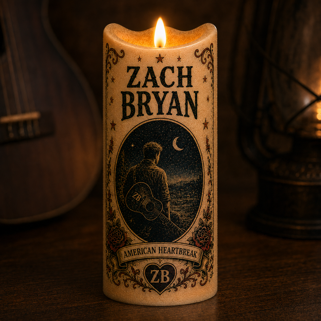 Zach Bryan Flameless LED Candle, American Heartbreak Country Music Candle, Rustic Western Home Decor, Zach Bryan Fan Gift