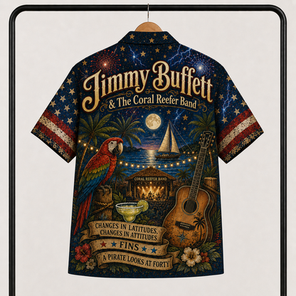 Jimmy Buffett Hawaiian Shirt - Unisex Vintage Parrot Margaritaville Beach Button Up