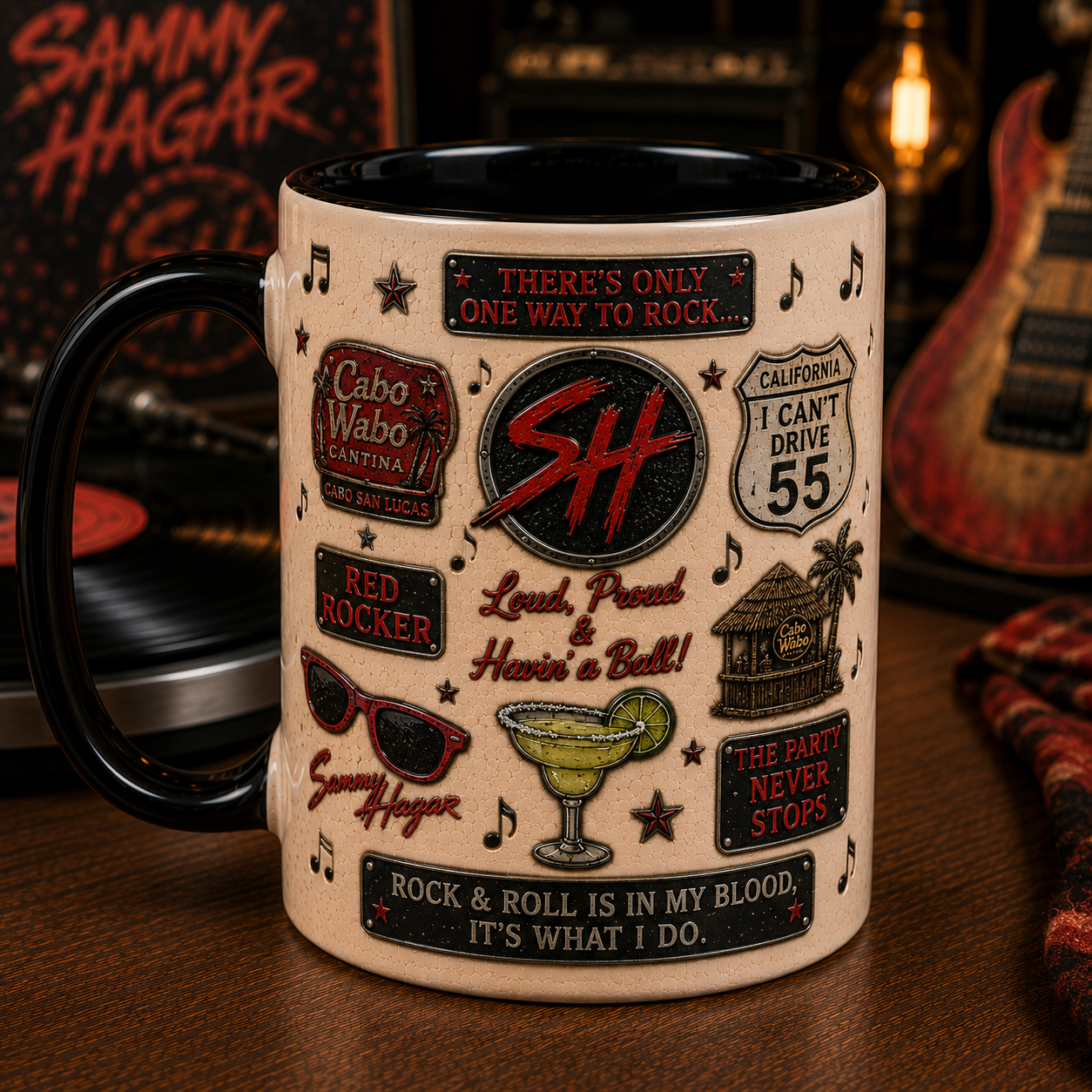 Sammy Hagar Mug – I Can't Drive 55 Vintage Hard Rock Ceramic Coffee Cup Fan Gift