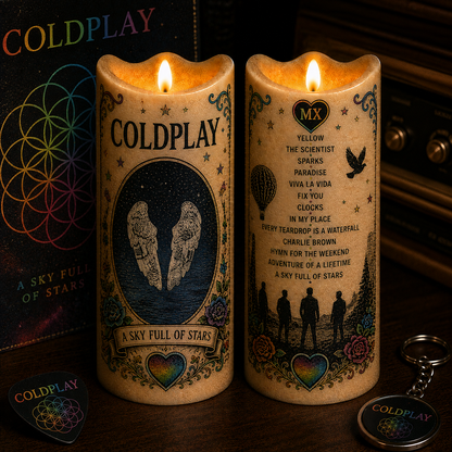 Coldplay Flameless LED Candle, A Sky Full of Stars Music Candle, Alternative Rock Fan Gift, Battery Operated Home Decor