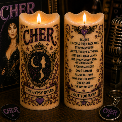 Cher LED Flameless Candle –  Music Decorative Candle with Warm Flickering Light