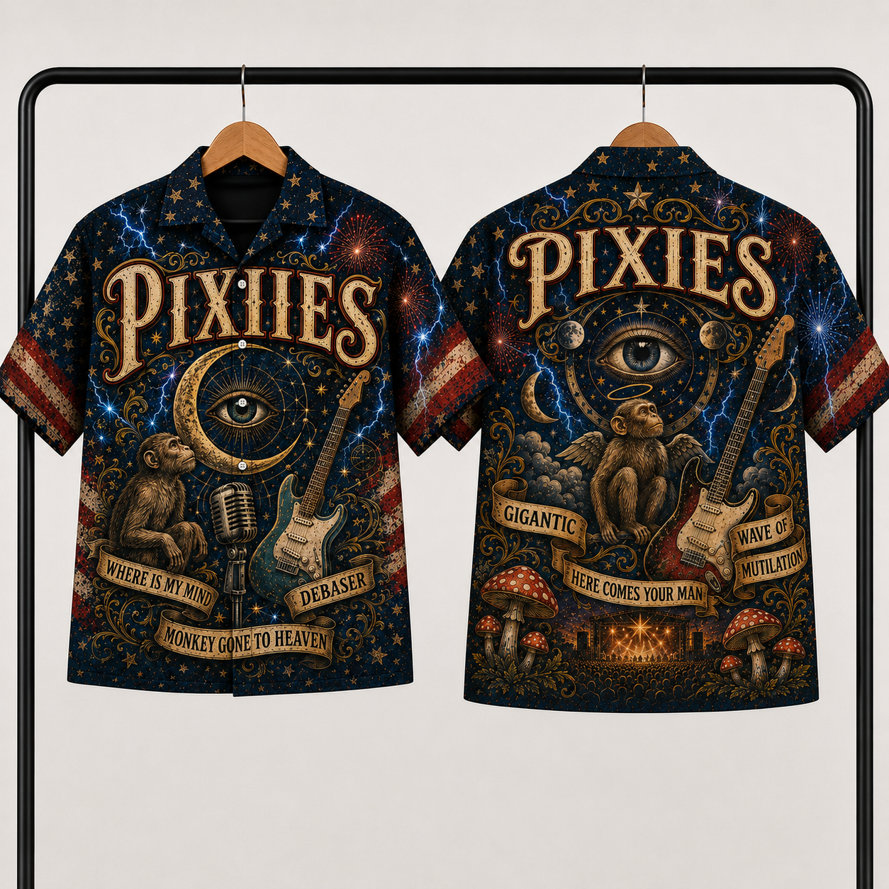 Pixies Hawaiian Shirt - Alternative Rock Band All Over Print AOP Button Up Shirt for Pixies Fans