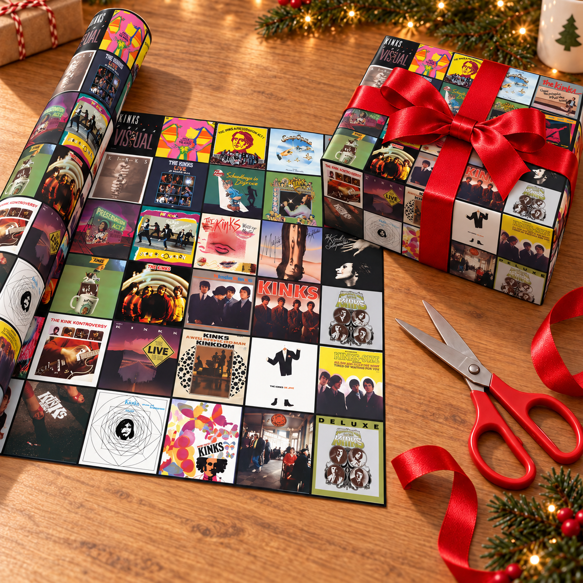 The Kinks Album Cover Wrapping Paper Roll – Classic British Rock Music Gift Wrap, Vintage Album Collage Christmas Wrapping Paper for The Kinks Fans