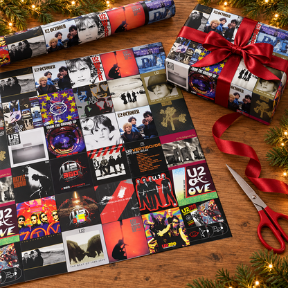 U2 Album Cover Wrapping Paper Roll – Classic Rock Music Gift Wrap, Vintage Album Collage Christmas Wrapping Paper for U2 Fans