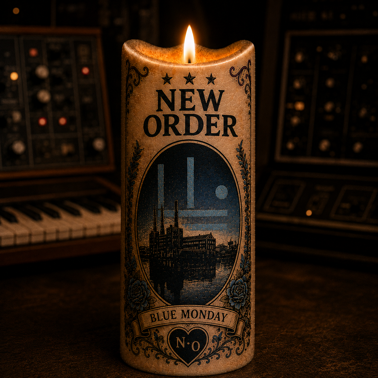 New Order LED Candle, Blue Monday Flameless Candle, New Wave Music Gift, 80s Synthpop Fan Gift, Retro Music Room Decor