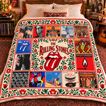 The Rolling Stones Album Collection Sherpa Blanket – Let It Bleed, Sticky Fingers & Blue & Lonesome Classic Rock Fleece Throw for Rolling Stones Fans
