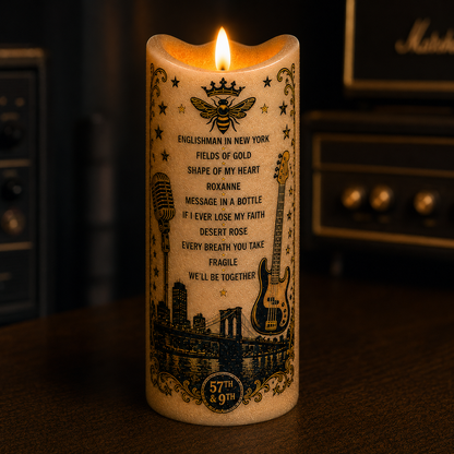 Sting Nothing Like the Sun Flameless LED Candle, Sting Inspired LED Candle, Classic Rock Music Gift, Battery Operated Candle, Sting Fan Home Decor
