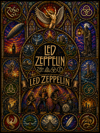 Led Zeppelin Sherpa Blanket – Stairway To Heaven Stained Glass Blanket