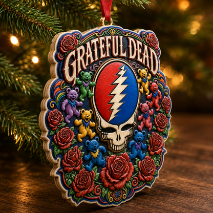 Grateful Dead 3D Print Ornament – Steal Your Face and Roses Gift for Deadheads