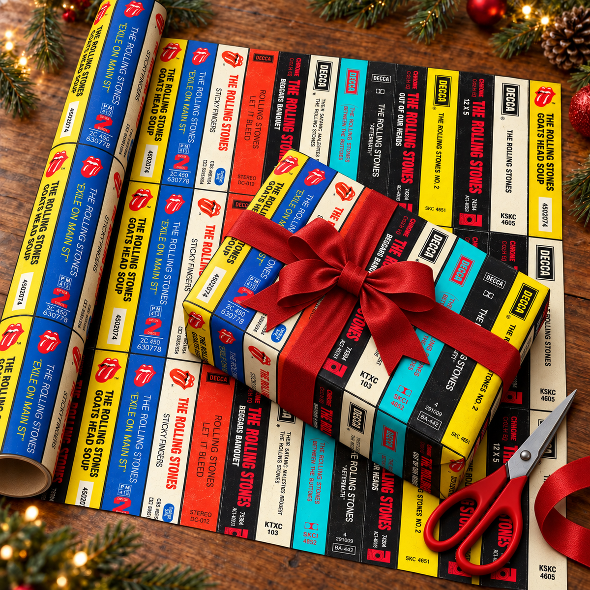 The Rolling Stones Cassette Spines Wrapping Paper - Vintage Audio Tape Rock Band Gift Wrap